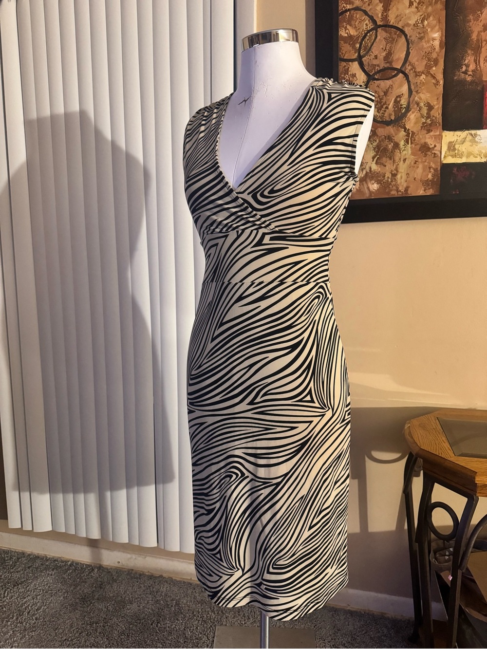 Y2K vintage vibe bebe abstract zebra print midi dress